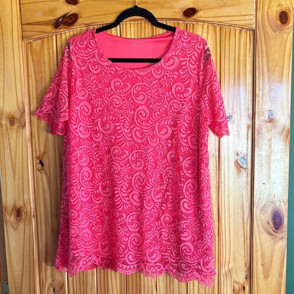 Jessica London Coral Lace Blouse